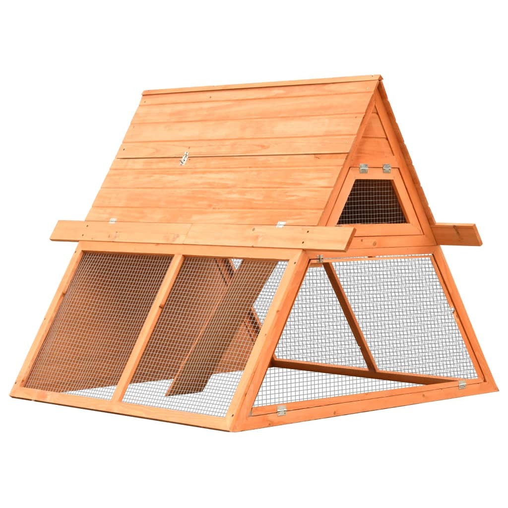 Rabbit Hutch Chicken Coop Solid Pine & Fir Wood 59.8"x50.4"x42.5"