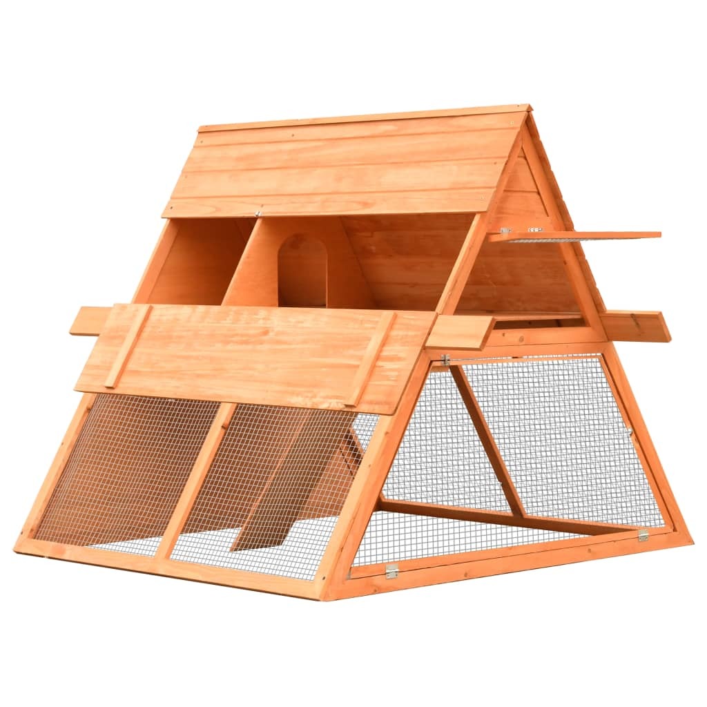 Rabbit Hutch Chicken Coop Solid Pine & Fir Wood 59.8"x50.4"x42.5"
