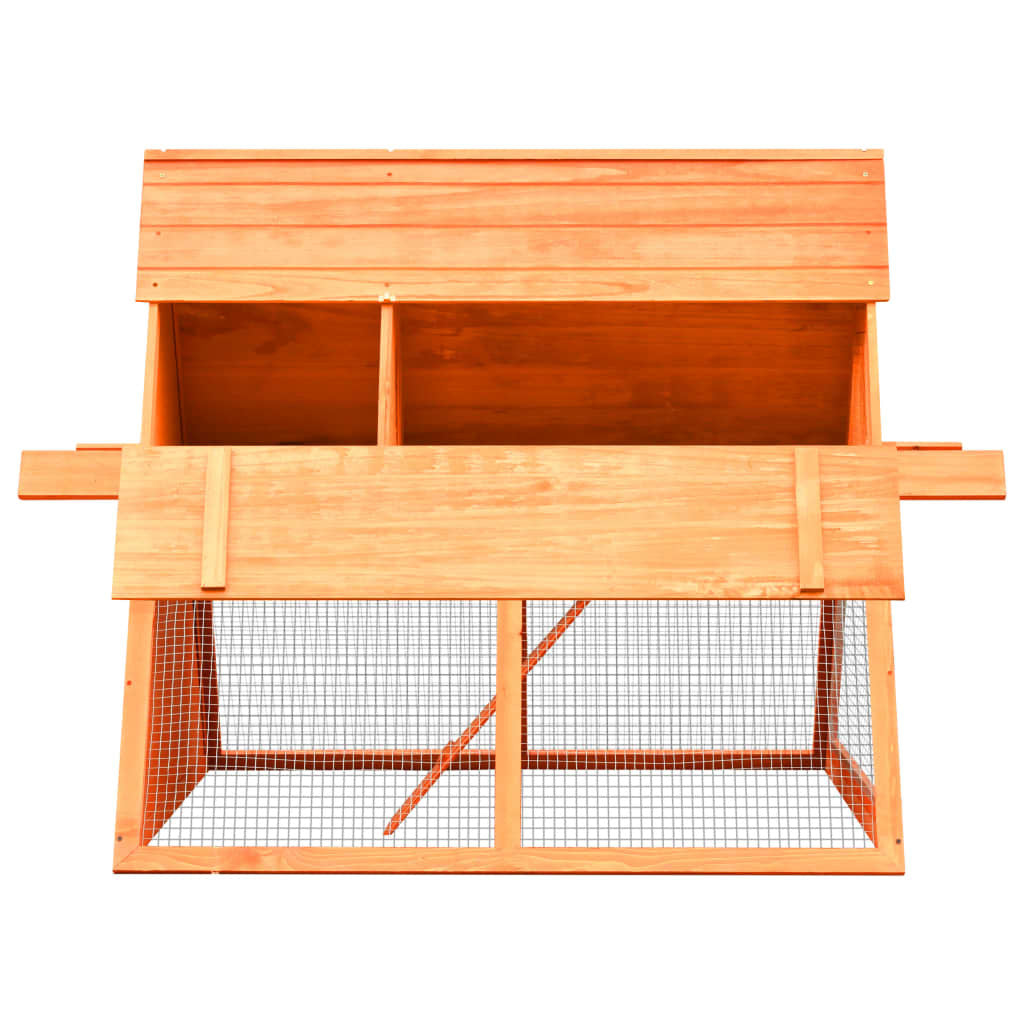 Rabbit Hutch Chicken Coop Solid Pine & Fir Wood 59.8"x50.4"x42.5"