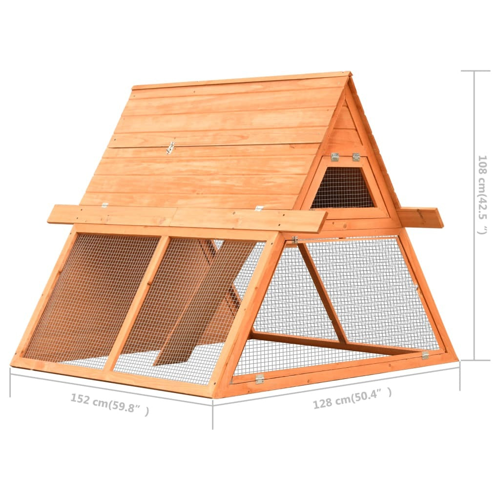 Rabbit Hutch Chicken Coop Solid Pine & Fir Wood 59.8"x50.4"x42.5"