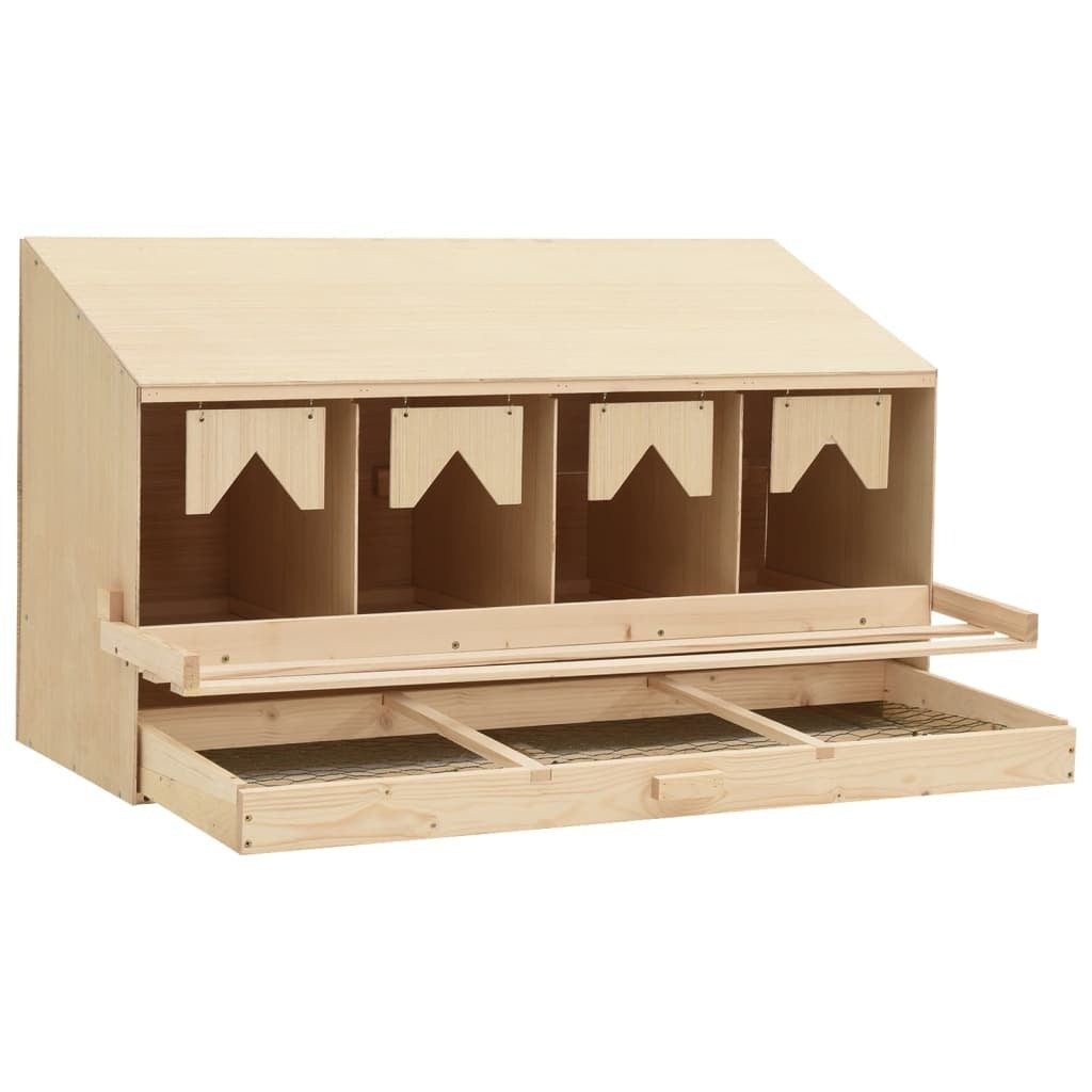 Chicken Laying Nest 4 Compartments 41.7"x15.7"x23.2" Solid Pine Wood