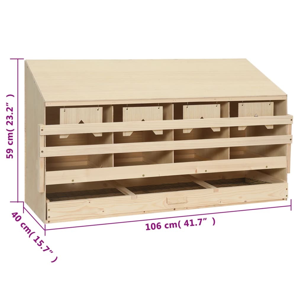 Chicken Laying Nest 4 Compartments 41.7"x15.7"x23.2" Solid Pine Wood