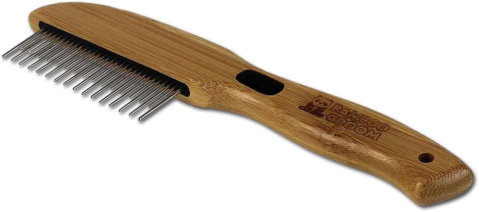 ALCOTT Bamboo Groom Rotating Pin Shedding Comb with 31 Rounded Pins