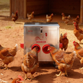 Automatic Chicken Feeder, 25 lbs Capacity, 6 Feeding Ports No-Waste Poultry Feeder, Automatic Gravity, with Handle Latch Lid, Metal Construction, for Chickens Bantams Pheasants Poultry Coop