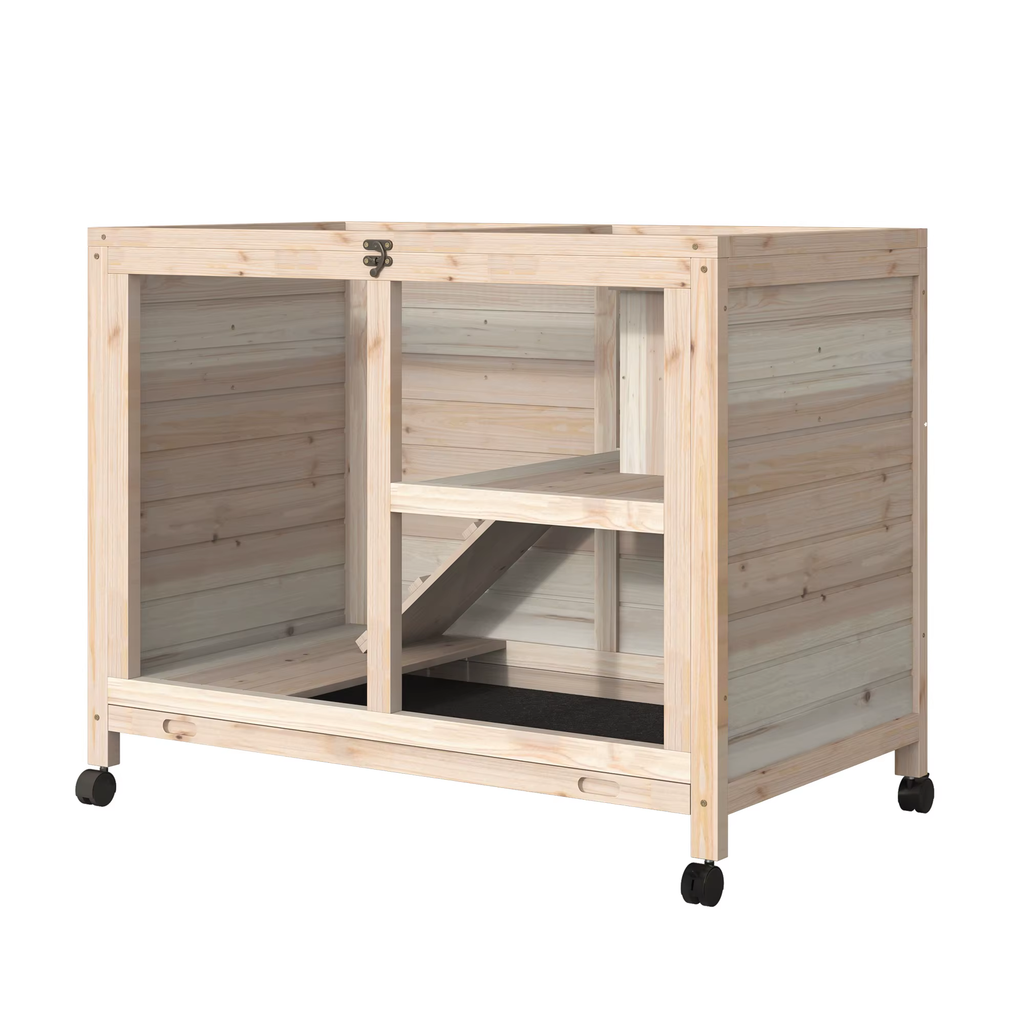 Pet cage /Wood Rabbit Hutch With wheels mobile Plexiglass