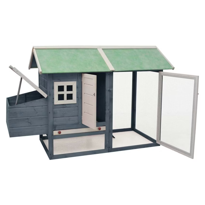 Chicken Cage Gray 66.9"x31.9"x43.3" Solid Pine & Fir Wood