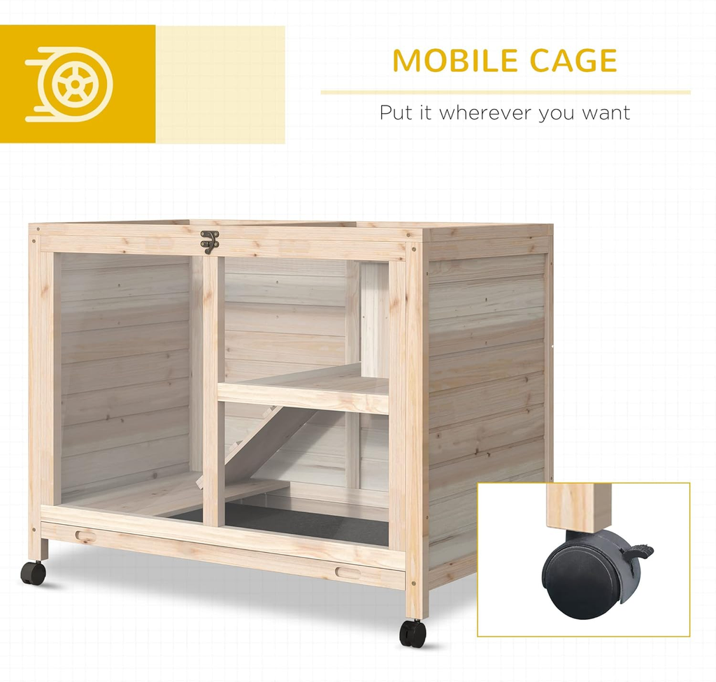 Pet cage /Wood Rabbit Hutch With wheels mobile Plexiglass
