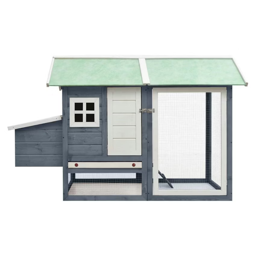 Chicken Cage Gray 66.9"x31.9"x43.3" Solid Pine & Fir Wood
