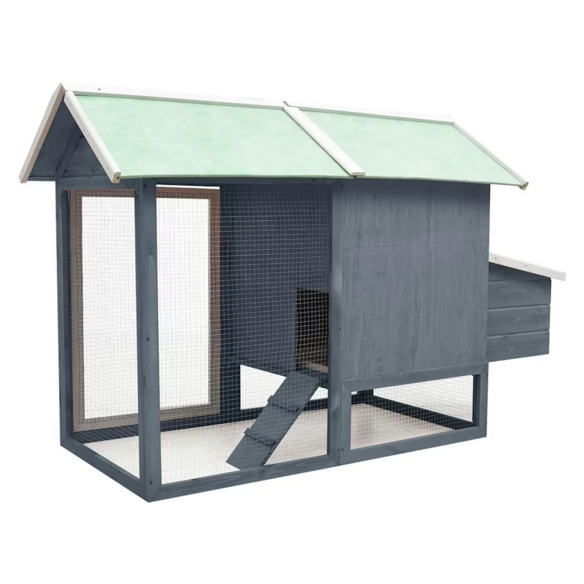 Chicken Cage Gray 66.9"x31.9"x43.3" Solid Pine & Fir Wood