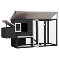 Outdoor Chicken Cage Hen House with 1 Egg Cage Gray Wood