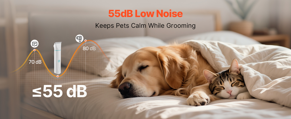 Dog Clippers for Grooming, 4 in 1 Dog Grooming Kit, Low Noise, Rechargeable Pet Shaver with 6 Combs & 4 Detachable Blades, Waterproof Cordless Pet Hair Trimmers Nail Grinder Set for Dogs Cats