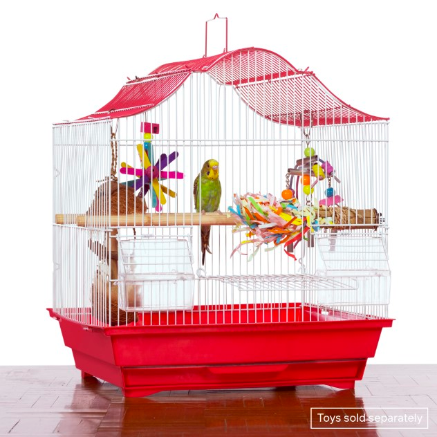 Prevue pet Soho Crown Top Roof Red White for Finch Canary Parakeet Cockatiel Lovebird