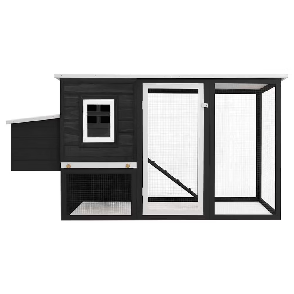 Outdoor Chicken Cage Hen House with 1 Egg Cage Gray Wood