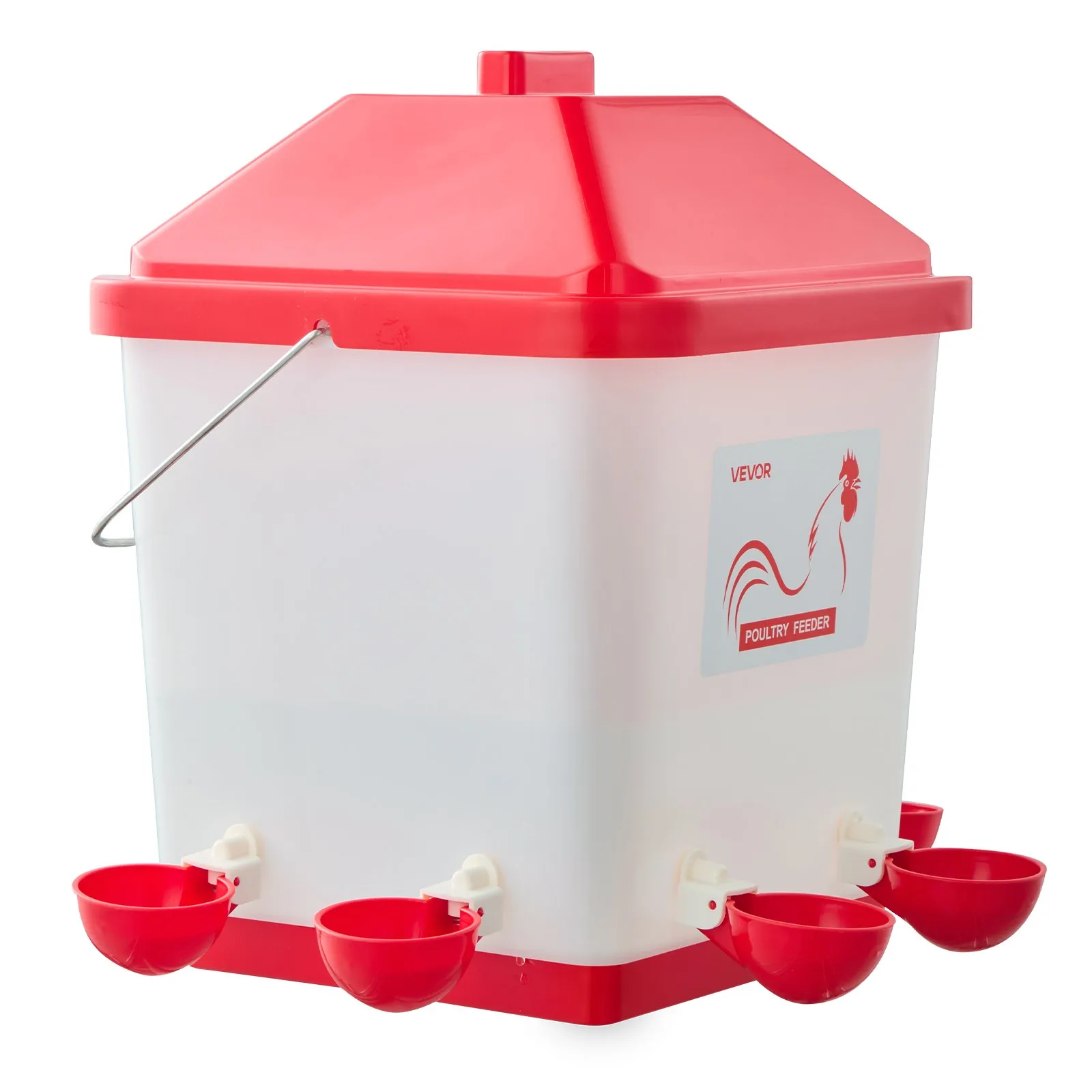 Automatic Chicken Feeder & Waterer Set, 5 Gallon/40 Pounds, Rain Proof Hanging Poultry Feeder with Water Cup No Waste, Automatic Gravity, Avoid Small Animals, Suitable for Chicken, Duck, Turkey