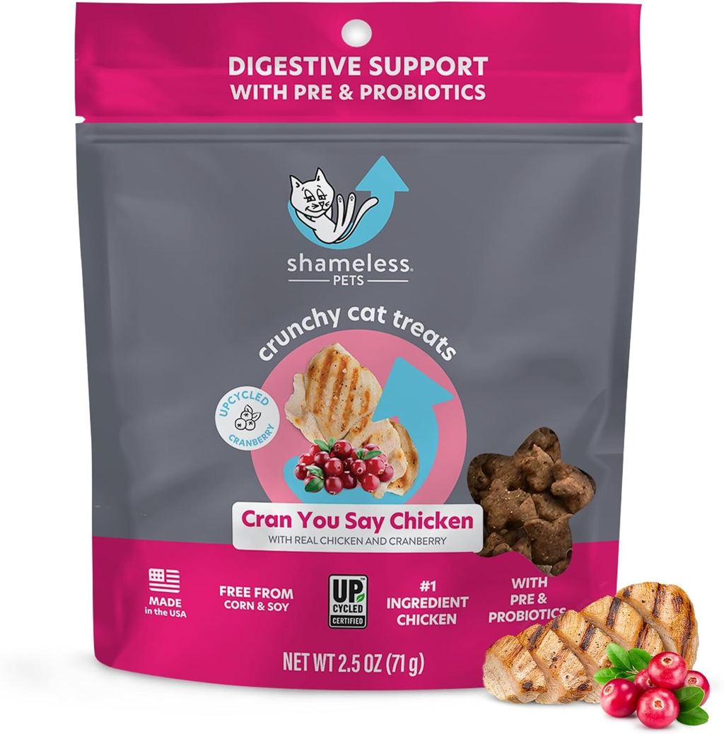 SHAMELESS PETS Crunchy Cat Treats Cran You Say Chicken 2.5oz