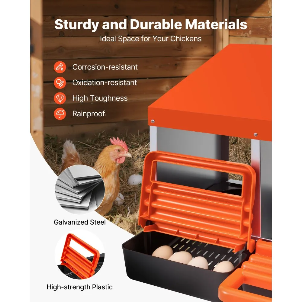 2 Tiers Chicken Nesting Boxes, 8 Compartments, Metal Egg Laying Boxes with Protective collection Lids, Roll Out Nesting Box, Easy to Assemble, Ideal for Hens, Ducks, Chickens, and Other Poultry