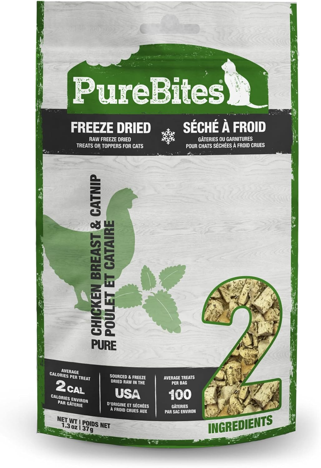 PB00107 PURE BITES Cat Treats Freeze Dried Chicken Breast and Catnip 1.3oz