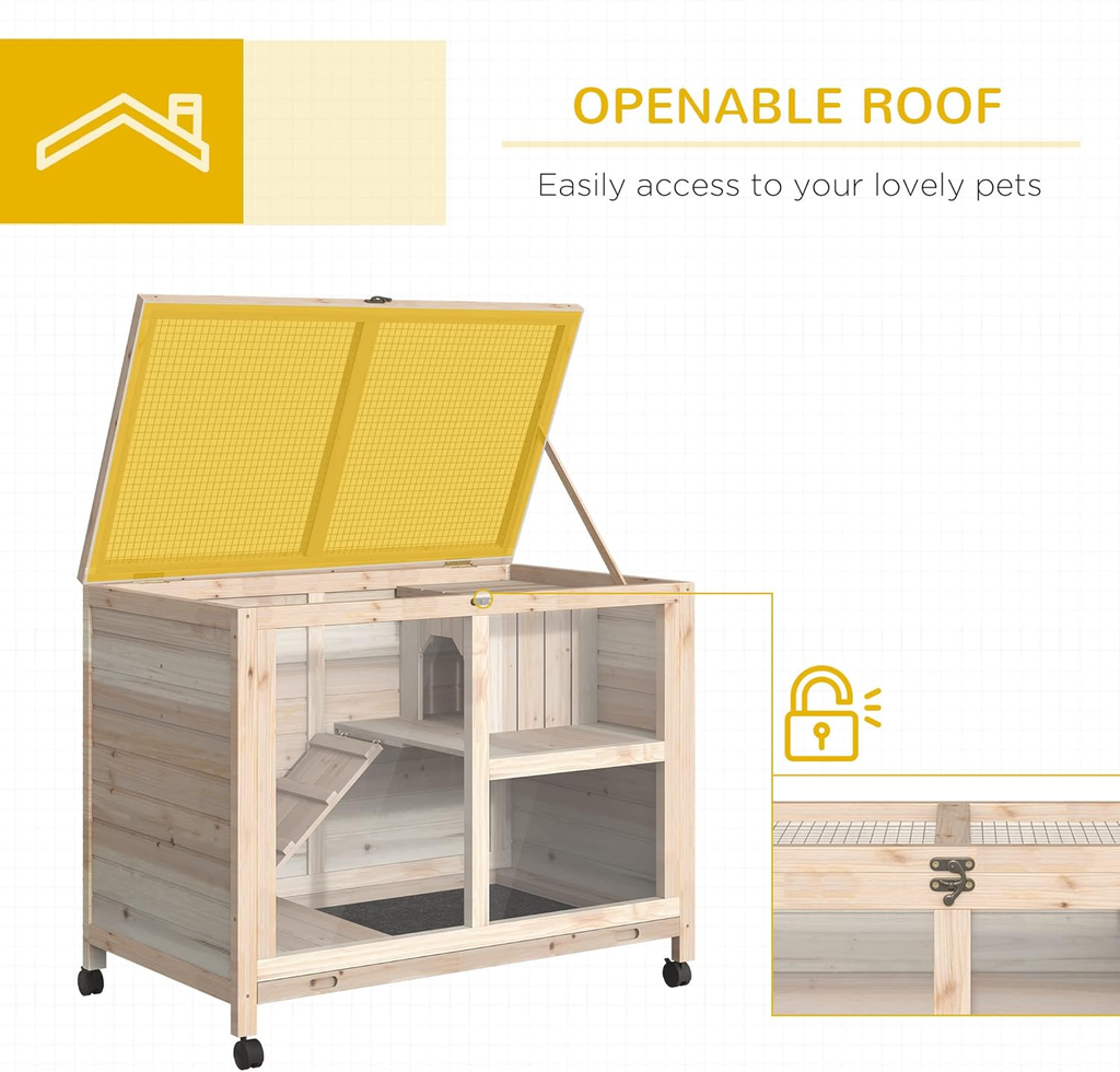 Pet cage /Wood Rabbit Hutch With wheels mobile Plexiglass