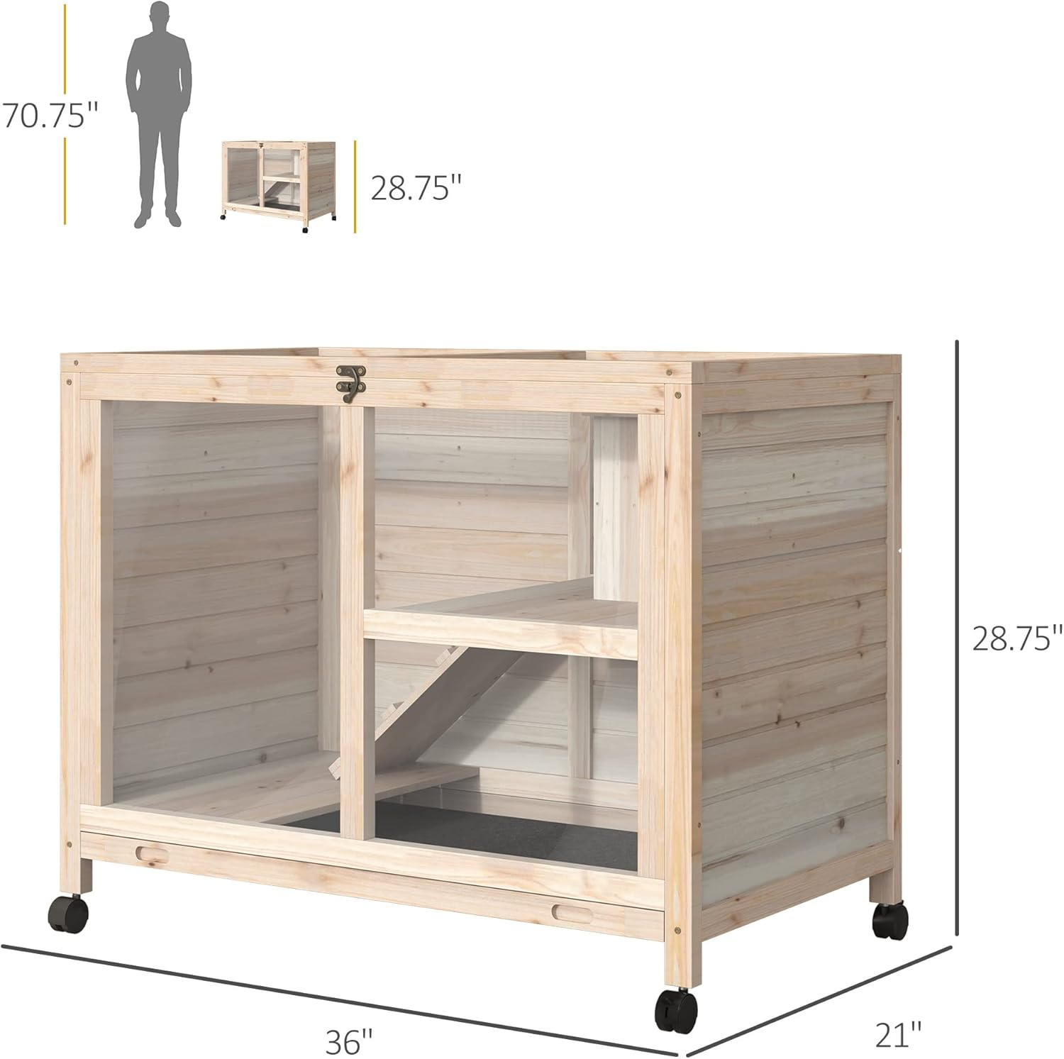 Pet cage /Wood Rabbit Hutch With wheels mobile Plexiglass