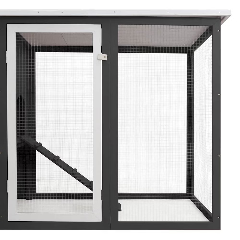 Outdoor Chicken Cage Hen House with 1 Egg Cage Gray Wood