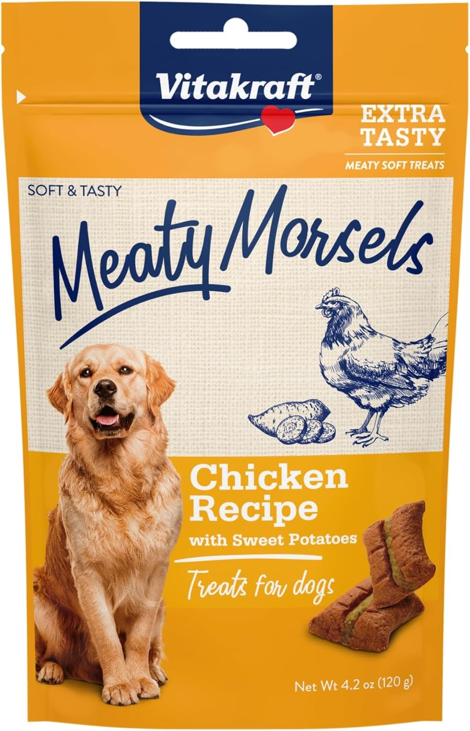 Vitakraft Meaty Morsels Mini Chicken Recipe with Sweet Potato Dog Treat 4.2oz