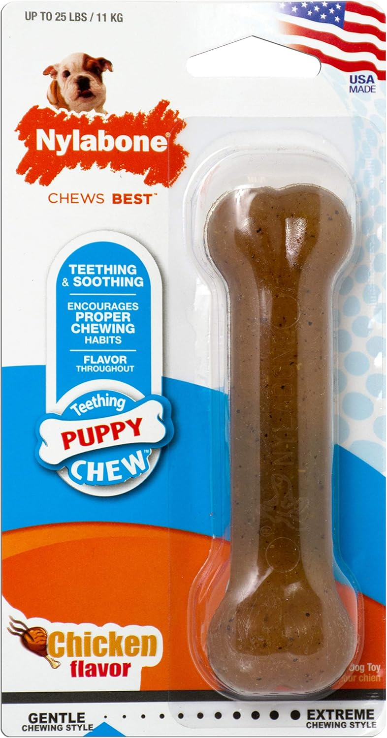 Nylabone Puppy Chew Nylon Dog Chew Toy Chicken Flavor Small/ Regular