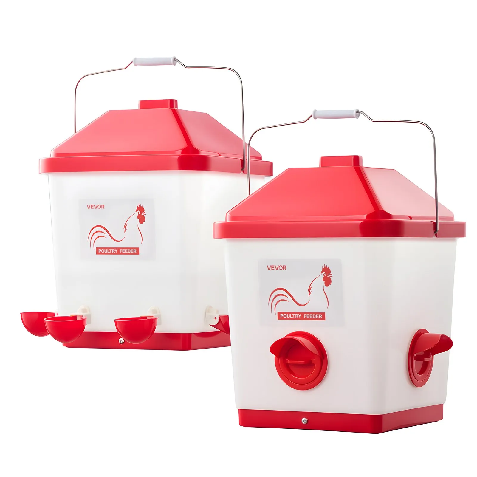 Automatic Chicken Feeder & Waterer Set, 5 Gallon/40 Pounds, Rain Proof Hanging Poultry Feeder with Water Cup No Waste, Automatic Gravity, Avoid Small Animals, Suitable for Chicken, Duck, Turkey
