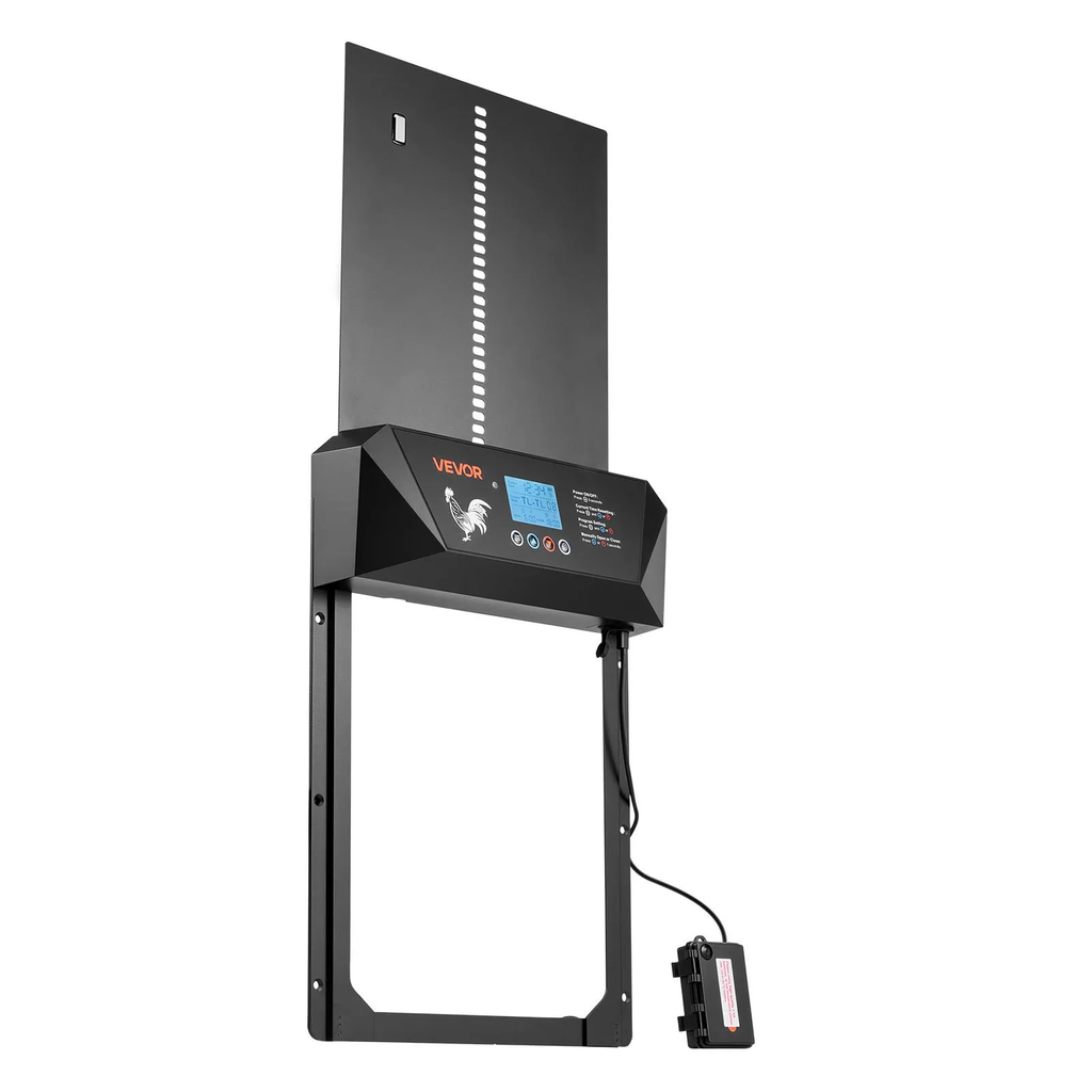 Automatic Chicken Coop Door, DC & Battery Powered Chicken Door with LCD Display, Light Sensor, Timer & Manual Setting, Anti-Pinch Security, Durable Aluminum Alloy, Chick Run Gate Opener for Farm