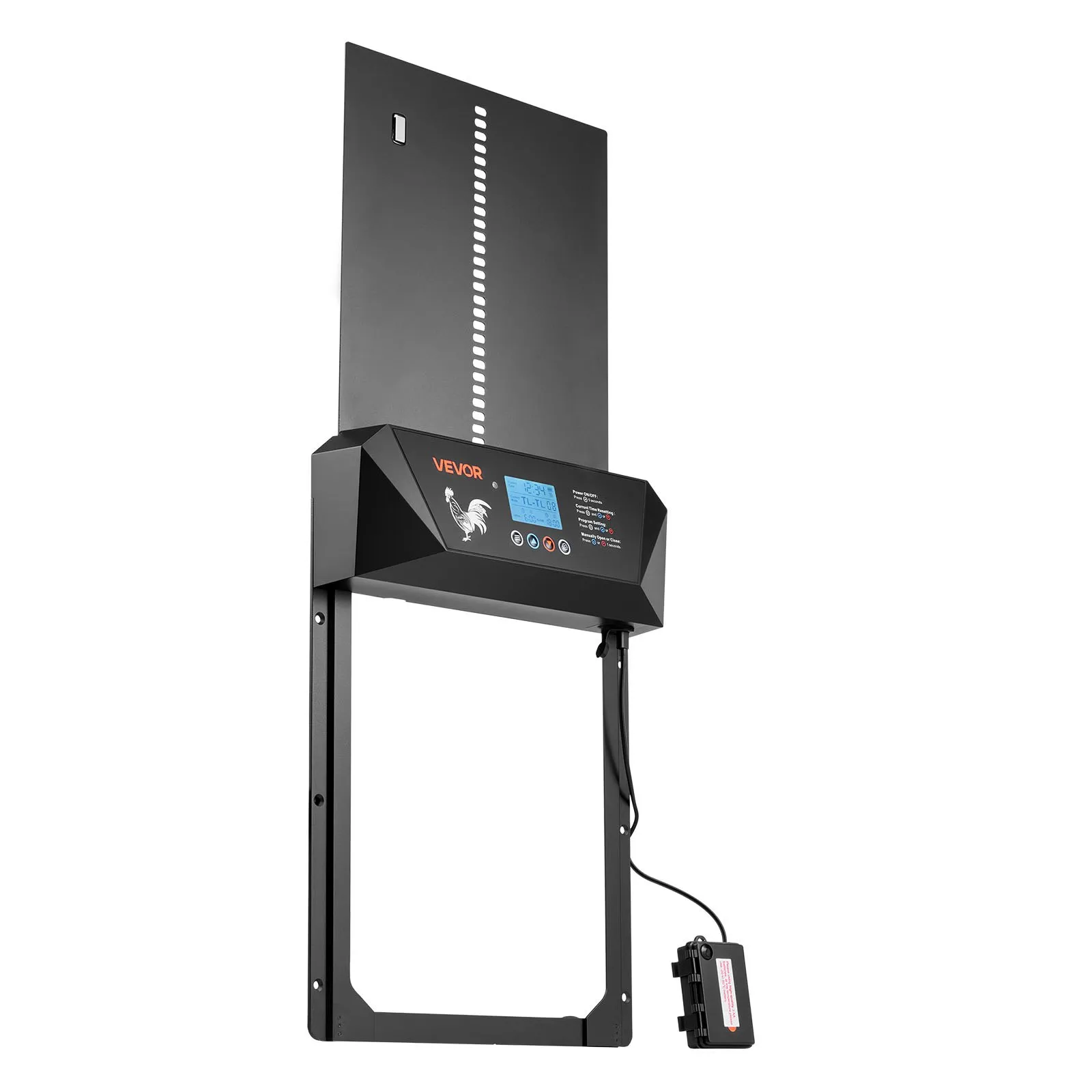 Automatic Chicken Coop Door, DC & Battery Powered Chicken Door with LCD Display, Light Sensor, Timer & Manual Setting, Anti-Pinch Security, Durable Aluminum Alloy, Chick Run Gate Opener for Farm