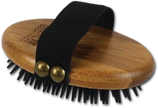 ALCOTT Bamboo Groom Curry Brush w Rubber Bristles