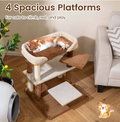 2-in-1 Cat Tree Tower Pet Steps with Sisal Scratching Posts and 4 Large Platforms-Brown - Color: Brown