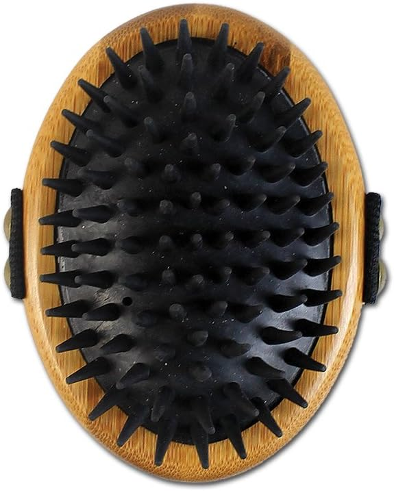 ALCOTT Bamboo Groom Curry Brush w Rubber Bristles