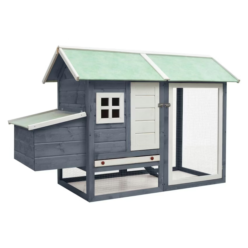 Chicken Cage Gray 66.9"x31.9"x43.3" Solid Pine & Fir Wood