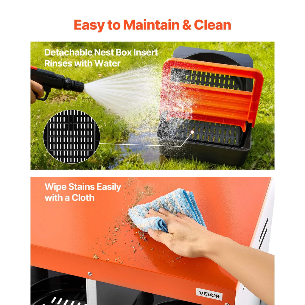 Chicken Nesting Boxes, 6 Compartments, with Support Legs, Easy Egg Collection, Galvanized Steel and High-Strength Plastic, Roll Away Nesting Boxes for Chickens and Hens Laying Eggs, Orange